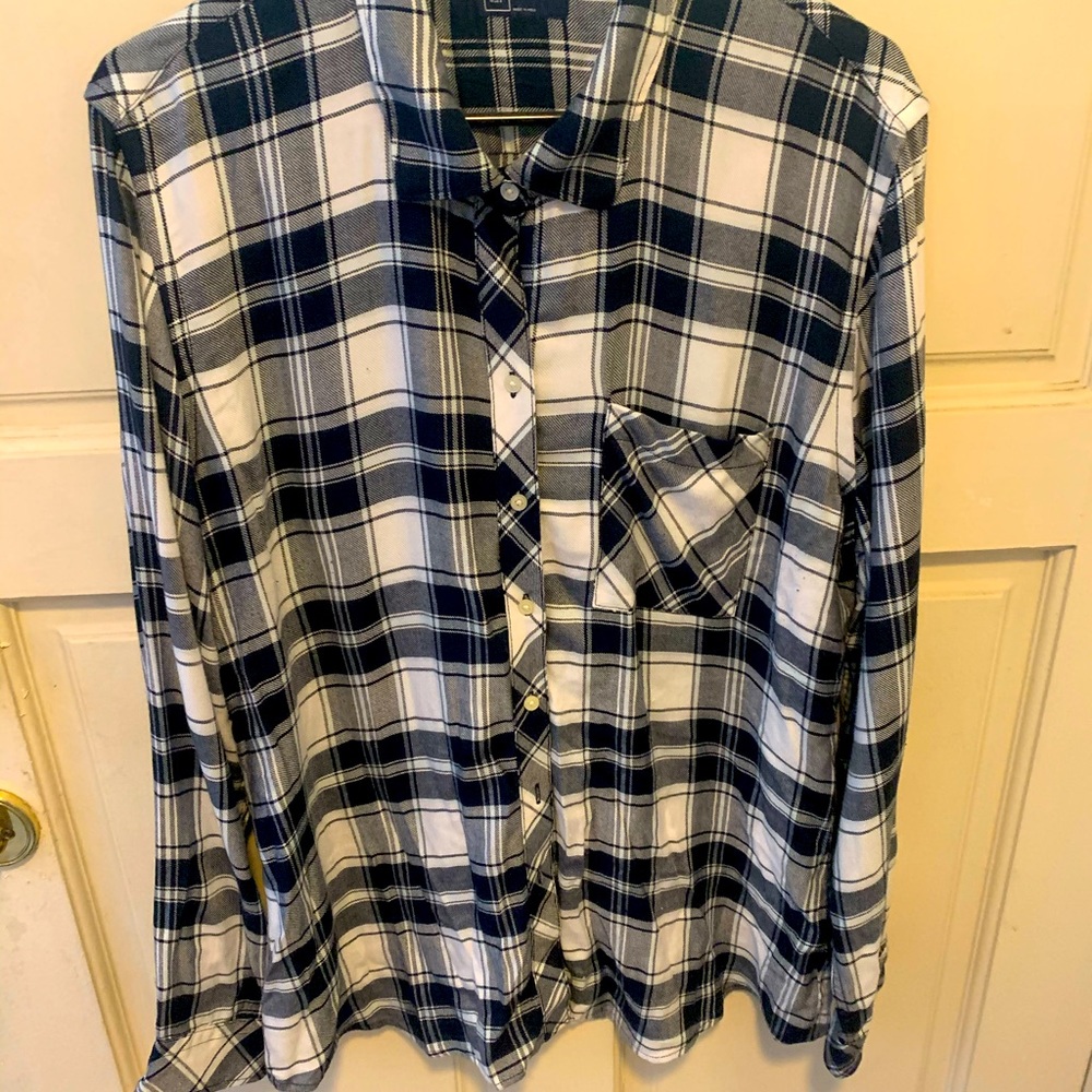 Super cute, lightweight plaid button up from Gap